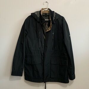 Marc New York Men's Hooded Wind Breaker Field Jacket Size L Black/Tan